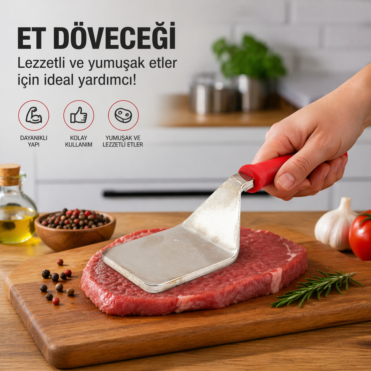 Plastik Saplı Metal Başlıklı Et Döveceği
