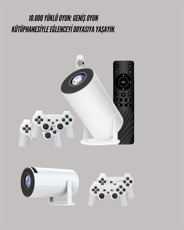Portatif 4K Projeksiyon – 4.000 Uygulama, Kablosuz Yansıtma ve Bluetooth 5.0 Yeni Nesil