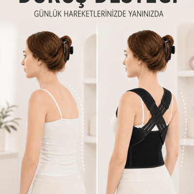 Postür Dik Duruş Korsesi Sırt Destekli Ayarlanabilir Lastikli Bel Korsesi