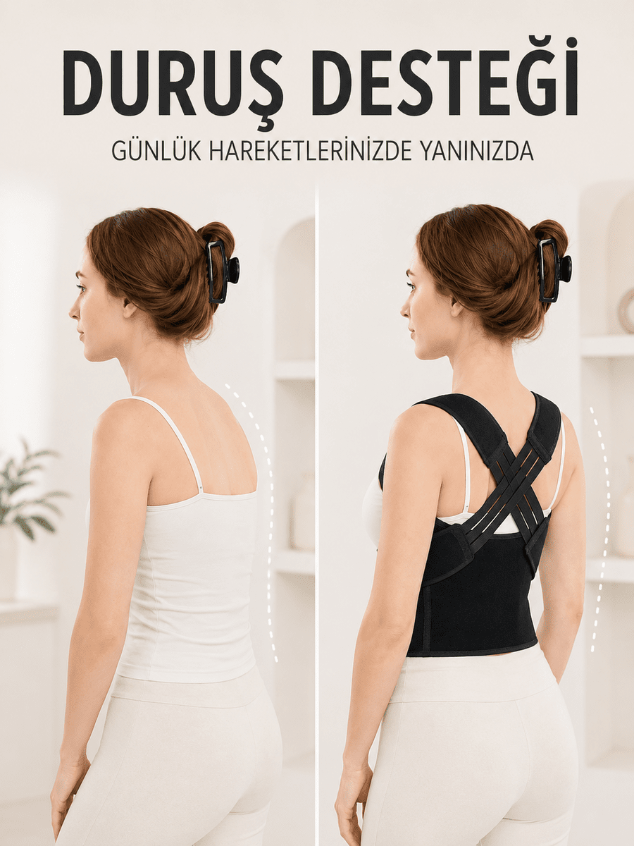 Postür Dik Duruş Korsesi Sırt Destekli Ayarlanabilir Lastikli Bel Korsesi