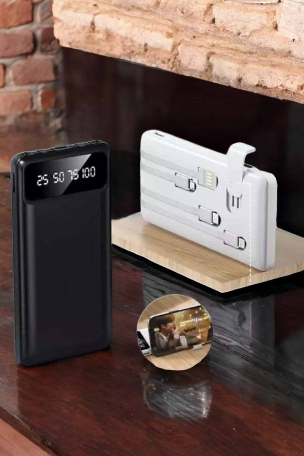 Powerbank 20.000 Mah Dijital Göstergeli LCD Ekran Uzun Pil Ömrü