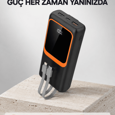 Powerbank 20000 mAh 22.5W Hızlı Şarjlı ve Kompakt Çoklu Kablo Çıkışlı