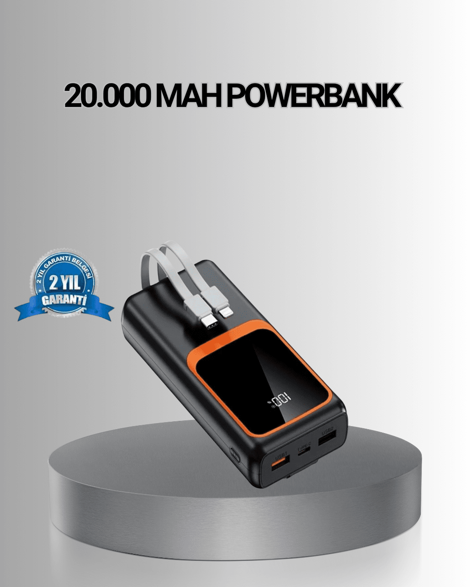 Powerbank 20000 mAh Yüksek Kapasiteli ve 22.5W Hızlı Şarj Destekli