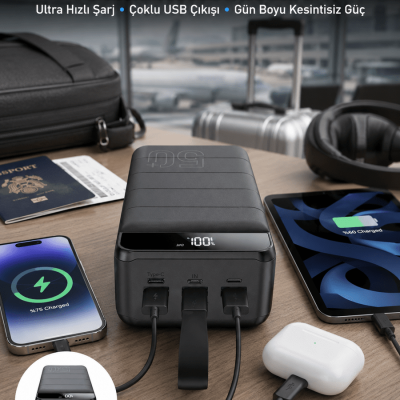 Powerbank Çoklu Şarj Girişi 50.000 Mah Taşınabilir Dijital Göstergeli (Kopya)