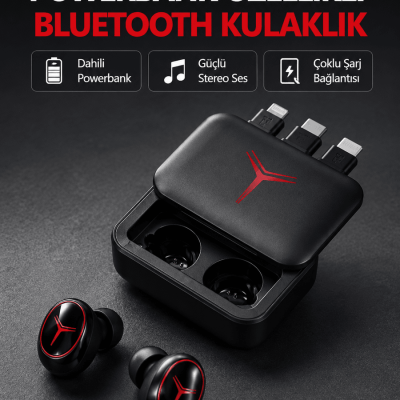 Powerbank Özellikli Bluetooth Kablosuz Kulaklık – Dokunmatik Kontrol, Uzun Pil Ömrü, Ergonomik Tasarım