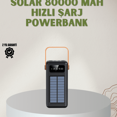 Powerbank Solar Fenerli Çoklu Kablolu Taşınabilir Şarj Aleti