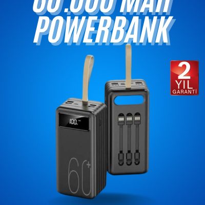 Powerbank Yüksek Kapasiteli 60.000 Mah Hızlı Şarj Şarj Özellikli Batarya