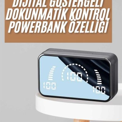 Powerbankli Bluetooth Kulaklık Yüksek Ses Aynalı Çift Dijital Gösterge Ekranı