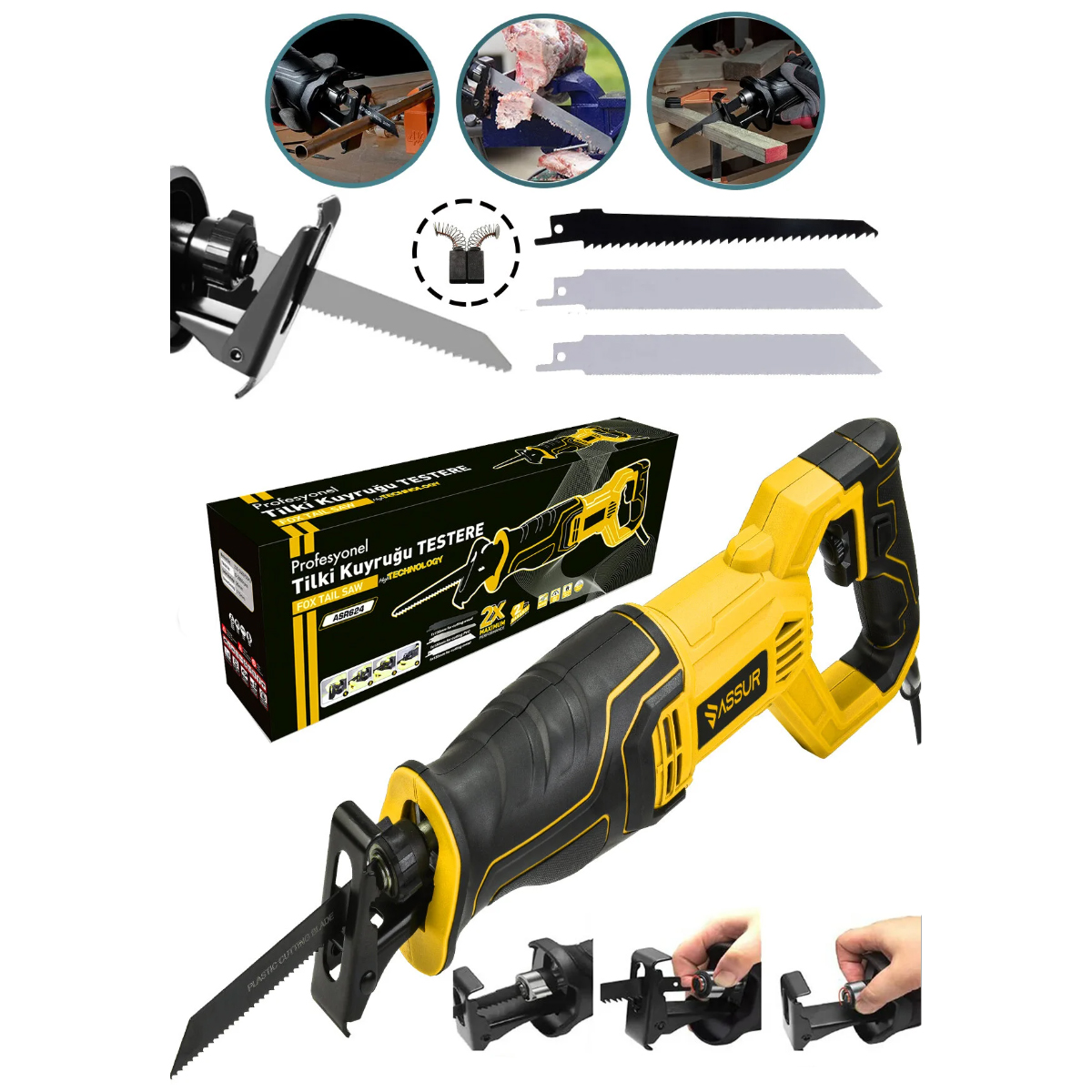 Profesyonel Elektrikli Tilki Kuyruğu Testere 230V 0-2800 RPM