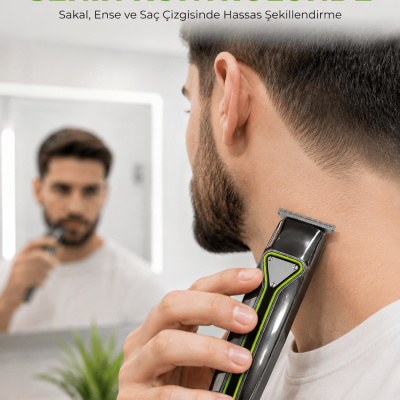 Profesyonel Erkek Tıraş Makinesi 3 Taraklı T Tipi Bıçaklı USB Şarjlı Saç Sakal Kesme Makinesi