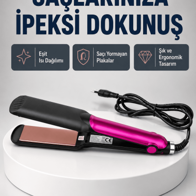 Profesyonel İyon Teknolojili Saç Düzleştirici – 220°C Hızlı Isınma ve LED Ekranlı Tasarım