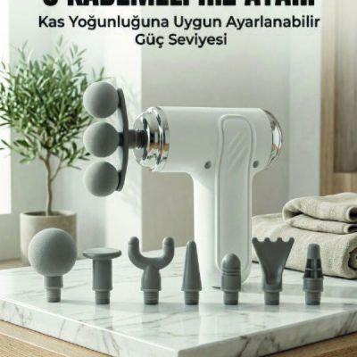 Profesyonel Kas Gevşetici Masaj Tabancası 8 Değiştirilebilir Başlıklı Kablosuz Masaj Cihazı