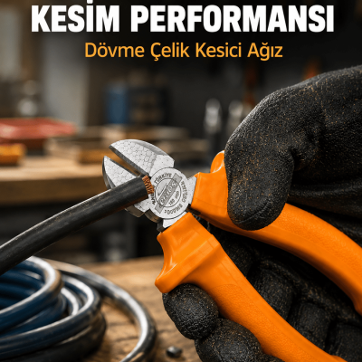 Profesyonel Kullanıma Uygun Dövme Çelik Yan Keski