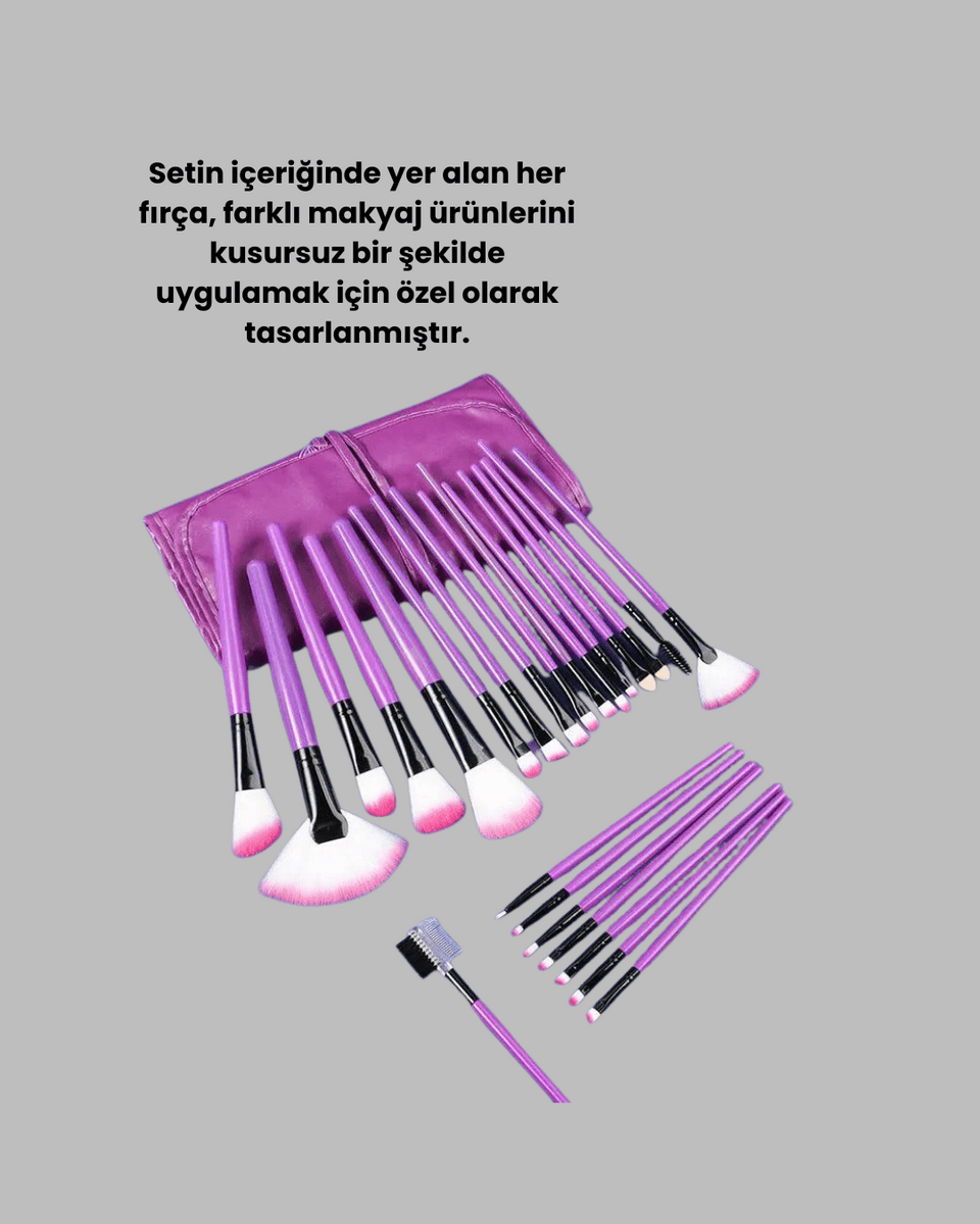 Yumuşak Fiber Kıllardan Oluşan 12'li Makyaj Fırçası Seti Göz Farı Allık ve Kontür İçin