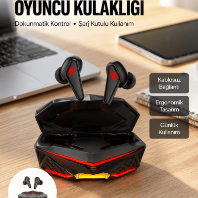 Profesyonel TWS Işıklı Kablosuz Bluetooth Kulaklık Oyuncu Kulaklığı Yeni Nesil