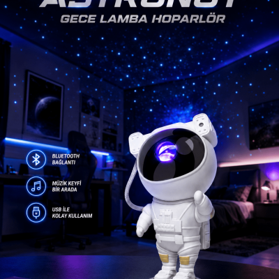 Projeksiyon Astronot Lamba Speaker Sevimli Astronot Bluetooth Hoparlör Yeni Nesil
