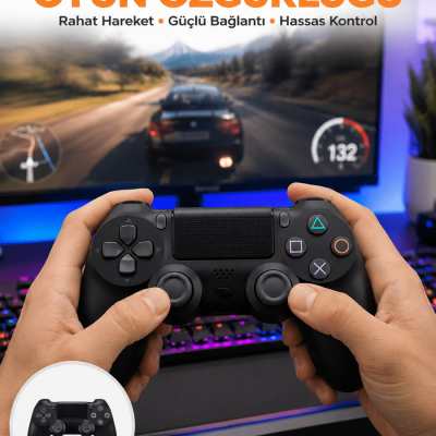 PS4 Uyumlu Kablosuz Oyun Kolu – Gerçekçi Titreşimli Geri Bildirim Yeni Nesil