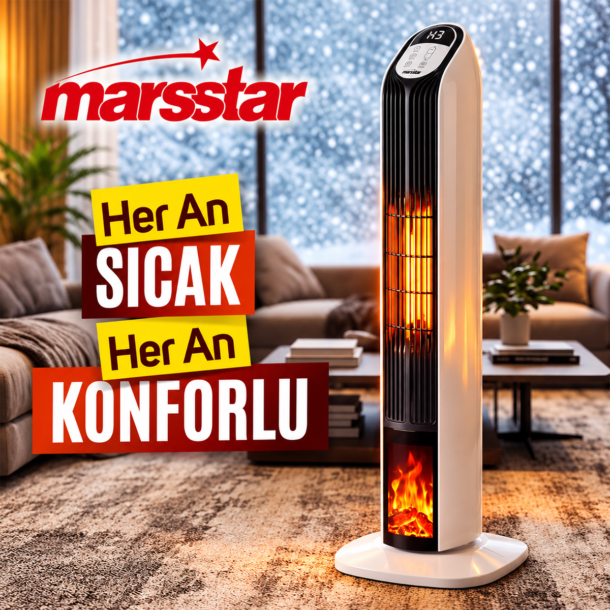 PTC Seramik Fanlı Elektrikli Isıtıcı Kumandalı