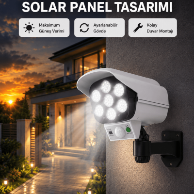 PVC+PC Malzemeli, 2'si 1 Arada Güvenlik Lambası – Ayarlanabilir Başlık ve Panel Açısı