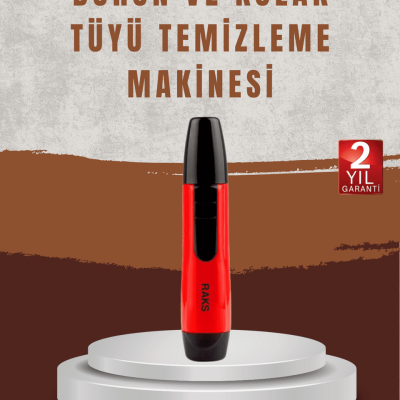 Raks Leo Burun Kulak Tüy Alma Makinesi 45 dk Şarj Süreli Kırmızı