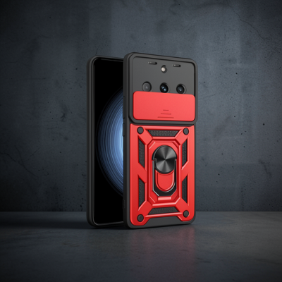 Realme 11 Pro Kılıf Pars Lens Yüzüklü Silikon - Kırmızı