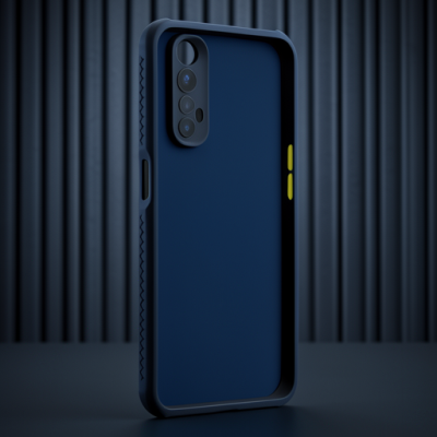 Realme 7 Kılıf Miami Şeffaf Silikon - Lacivert