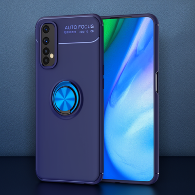 Realme 7 Kılıf Range Yüzüklü Silikon - Mavi