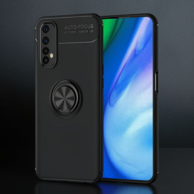 Realme 7 Kılıf Range Yüzüklü Silikon - Siyah