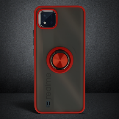 Realme C11 2021 Kılıf Montreal Yüzüklü Silikon Kapak - Kırmızı