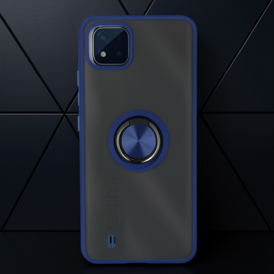 Realme C11 2021 Kılıf Montreal Yüzüklü Silikon Kapak - Lacivert