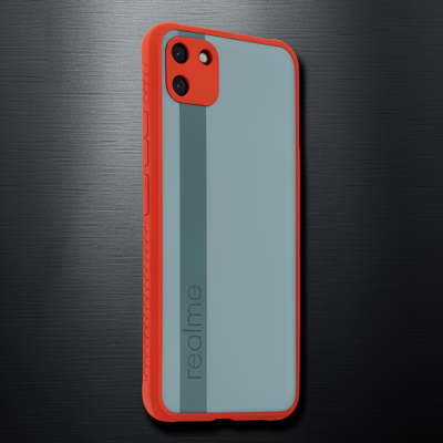 Realme C11 Kılıf Miami Şeffaf Silikon - Kırmızı