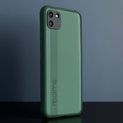 Realme C11 Kılıf Miami Şeffaf Silikon - Koyu Yeşil