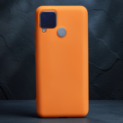 Realme C15 Kılıf Nano İçi Kadife Silikon - Turuncu