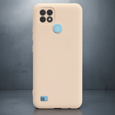 Realme C21 Kılıf Nano İçi Kadife Silikon - Pudra