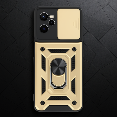 Realme C35 Kılıf Pars Lens Yüzüklü Silikon - Gold