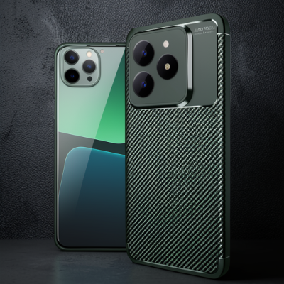 Realme C61 Kılıf Auto Focus Karbon Kapak - Koyu Yeşil