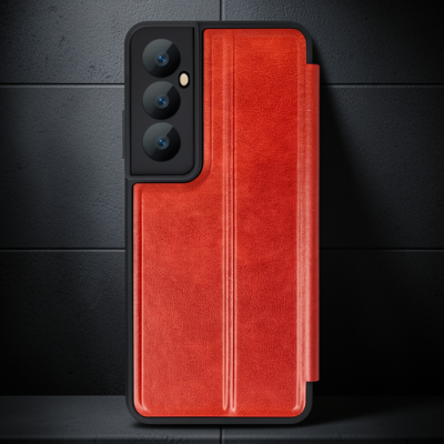 Realme C65 Kılıf Flip Cover - Kırmızı