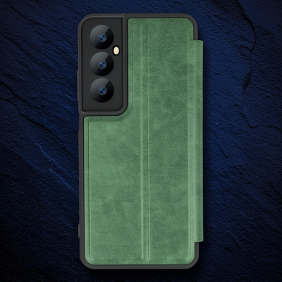 Realme C65 Kılıf Flip Cover - Koyu Yeşil