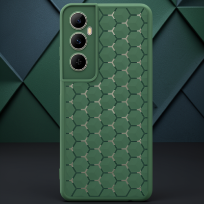 Realme C65 Kılıf Petek Silikon Kapak - Koyu Yeşil