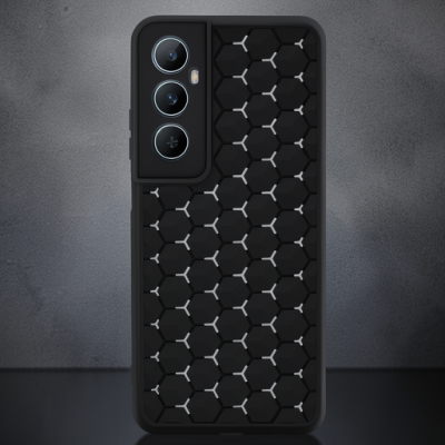 Realme C65 Kılıf Petek Silikon Kapak - Siyah