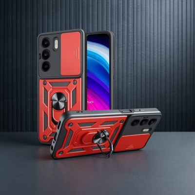 Realme C75 4g Kılıf Pars Lens Yüzüklü Silikon - Kırmızı