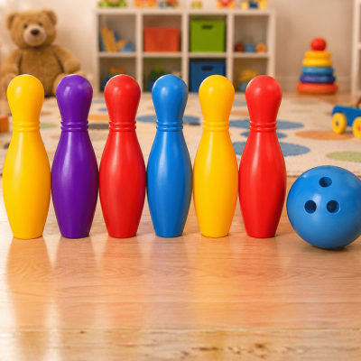 Renkli Çocuk Bowling Oyunu 6 Kukalı Eğitici Eğlence Seti