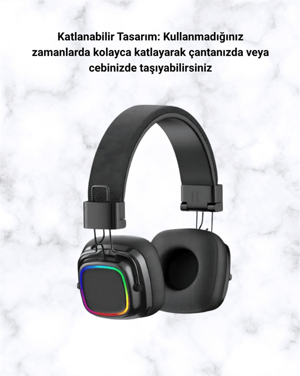 Renkli Işık Efektli Bluetooth 5.3 Müzik Kulaklığı