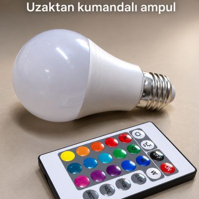Renkli LED Ampul Kumandadan Beyaz Işık Seçimli