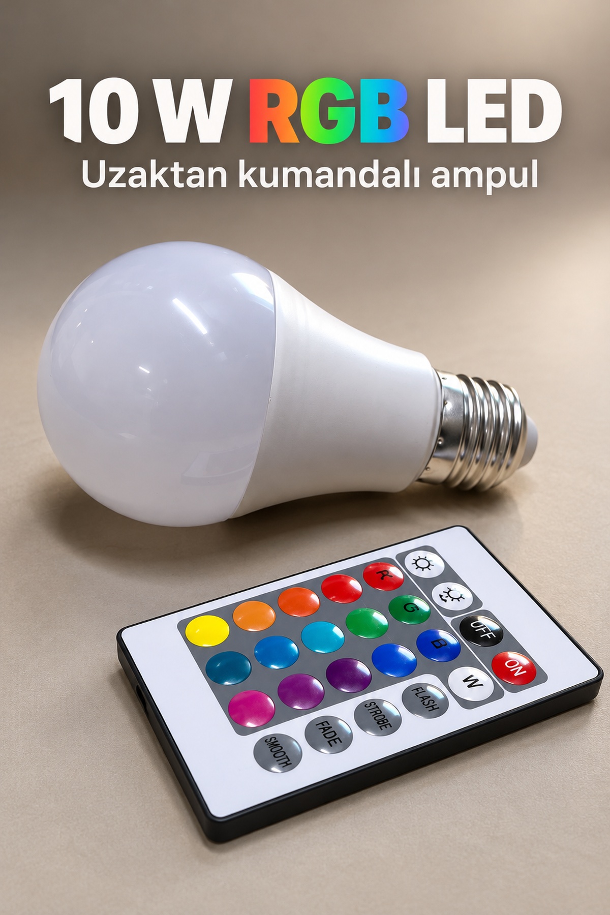 Renkli LED Ampul Kumandadan Beyaz Işık Seçimli