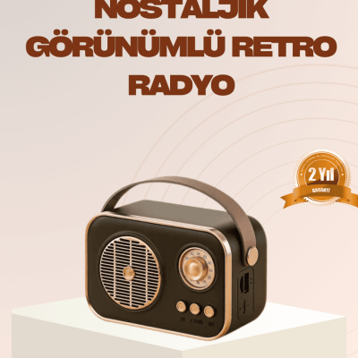 Retro Bluetooth Radyo – Nostaljik Tasarım, TF Kart ve USB Destekli