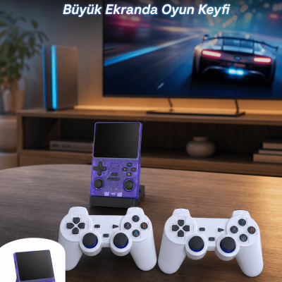 Retro Oyun Konsolu 2 Kablosuz Oyun Kolu ve IPS Ekranlı