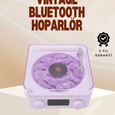 Retro Pikap Hoparlör – Şarjlı Kablosuz Projektör ve Gece Lambası