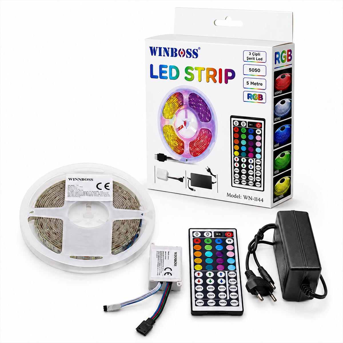 RGB 5050 SMD LED Şerit 5m (54 LED/m) Kumandalı
