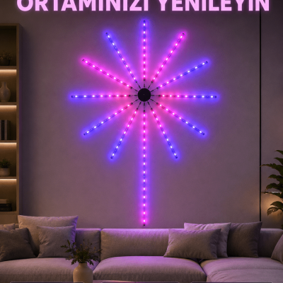 RGB LED Dekoratif Duvar Lambası İç Mekân Telefon Kontrollü Ortam Aydınlatması
